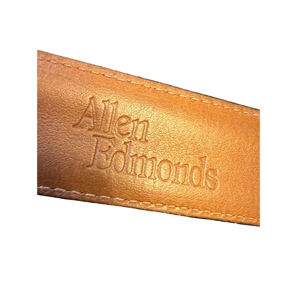 Allen Edmonds Belt Black Italian Calfskin Brogue Perforated Dress Belt 36/90 USA